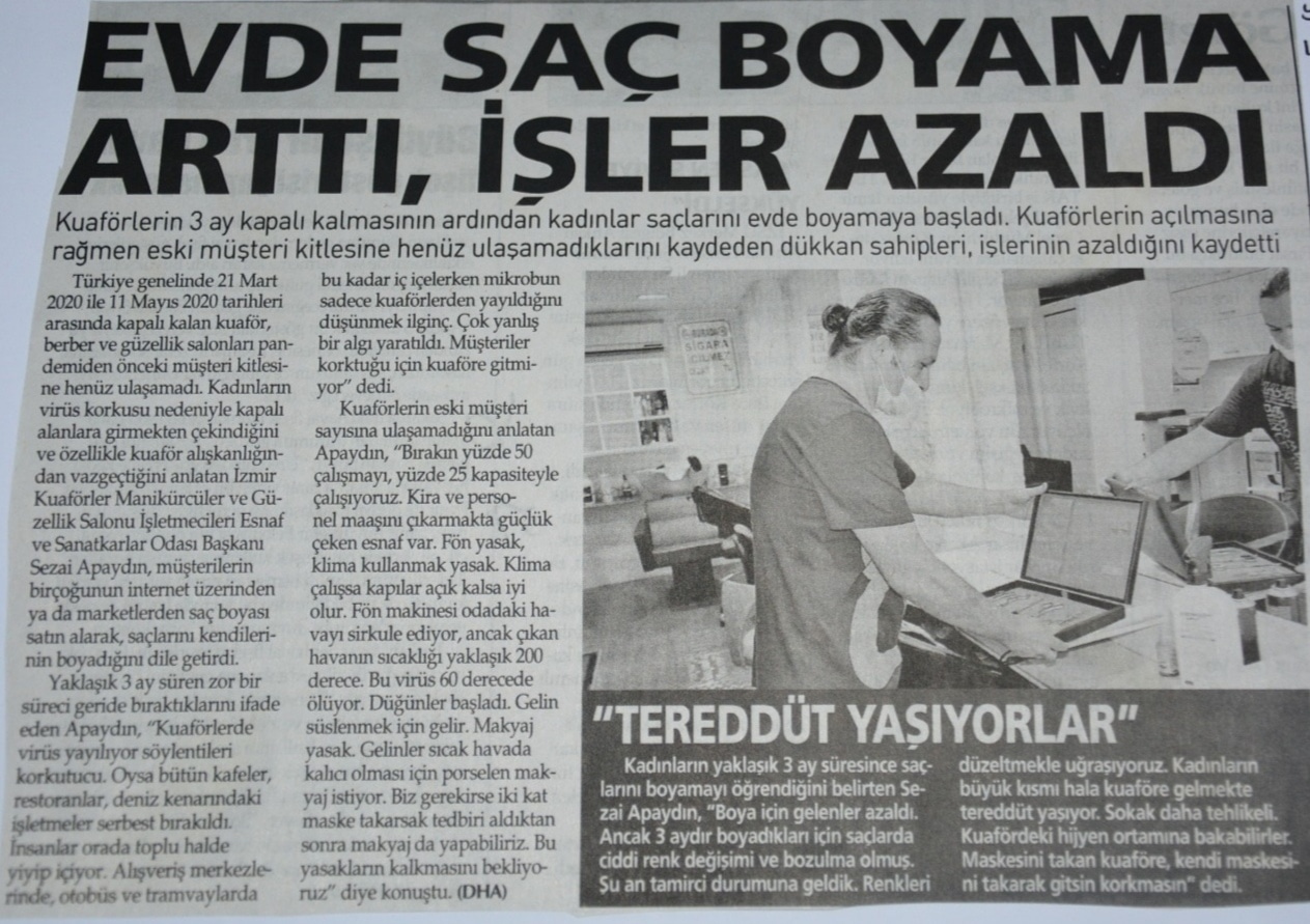 “EVDE SAÇ BOYAMA ARTTI , İŞLER ARTTI” GAZETE HABERİ